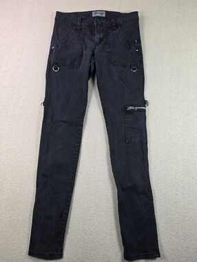 Royal Bones Black Skinny Jeans Punk Zipper Cargo Pants Womens 9